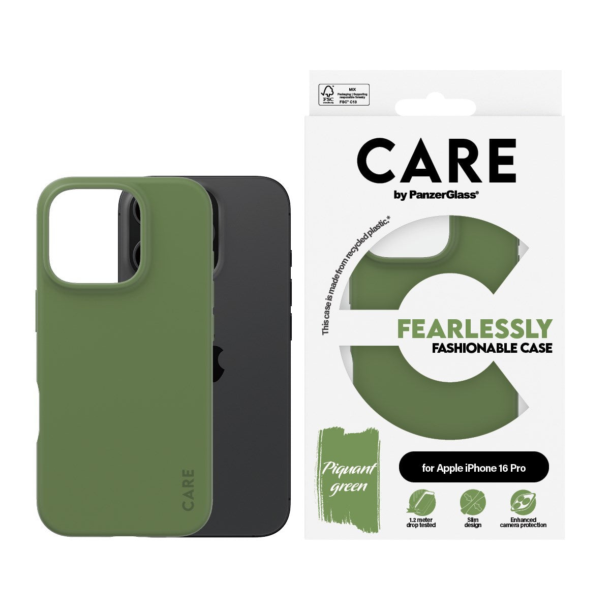 CARE by PanzerGlass® Fashionable Case Grün iPhone 16 Pro